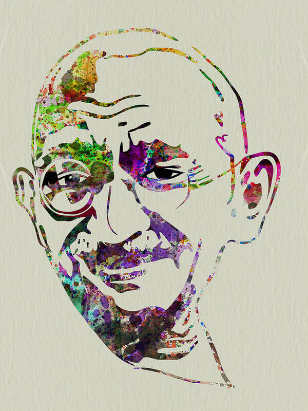 Mahatma Gandhi Art Print featuring the painting Gandhi Watercolor by Naxart Studio