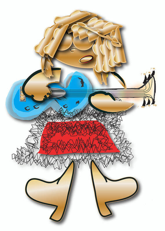 Girl Guitar Player Art Print featuring the digital art Girl Rocker 6 String Guitar by Marvin Blaine