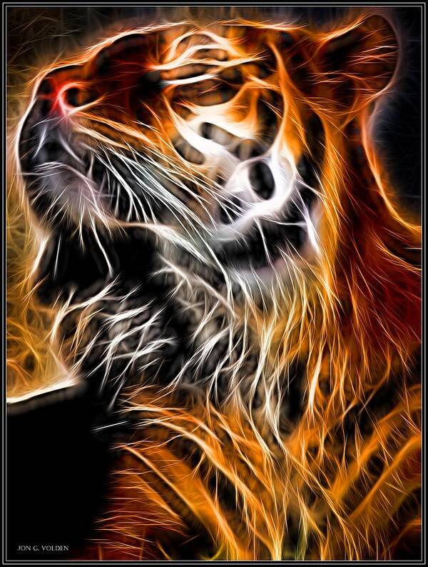 Tiger Art Print featuring the painting Glowing Tiger by Jon Volden