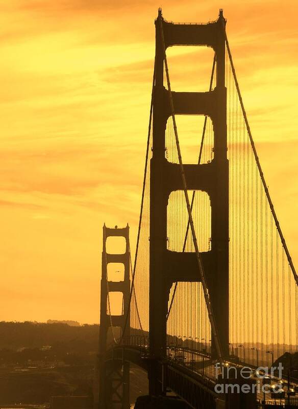 Golden Art Print featuring the photograph Golden Gate Bridge by Clare Bevan
