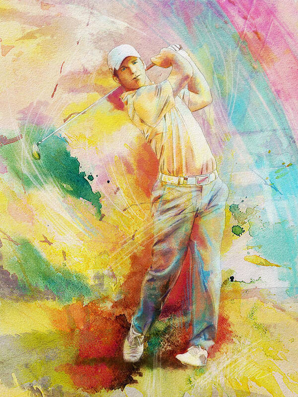 Sports Art Print featuring the painting Golf Action 01 by Catf