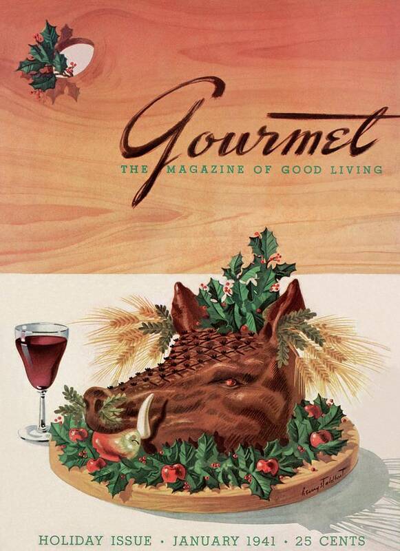 Fashion Art Print featuring the photograph Gourmet Cover Featuring A Boar's Head by Henry Stahlhut