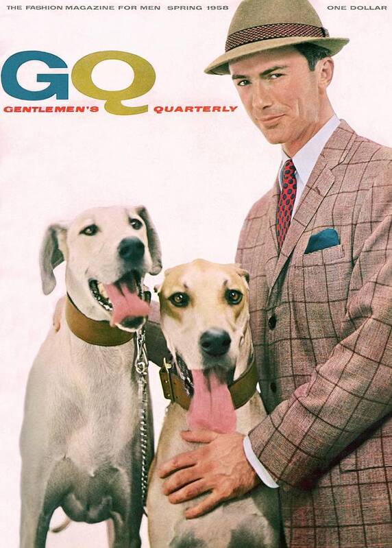 Fashion Art Print featuring the photograph Gq Cover Featuring A Male Model With Dogs by Emme Gene Hall