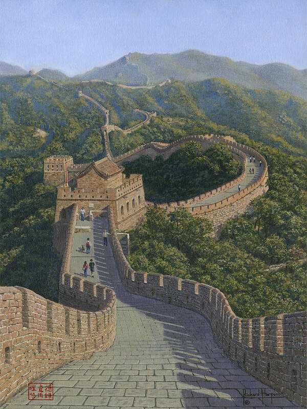 Painting For Sale Art Print featuring the painting Great Wall of China Mutianyu Section by Richard Harpum