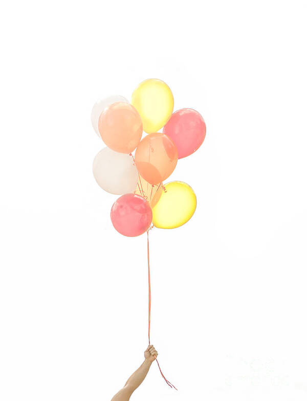 Balloons Art Print featuring the photograph Hand holding balloons by Diane Diederich