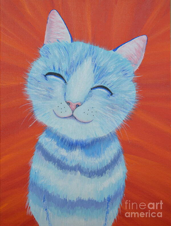 Cat Art Print featuring the painting Happy Cat by Mary Scott