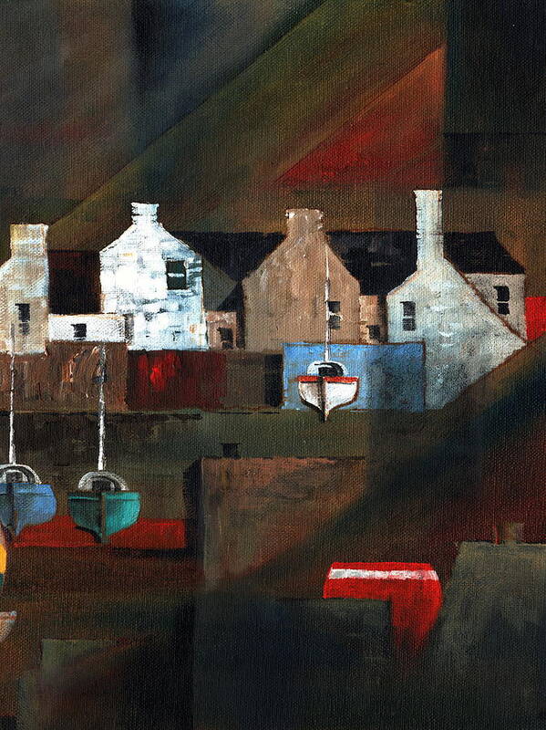 Ireland Art Print featuring the painting Harbour Dusk by Val Byrne