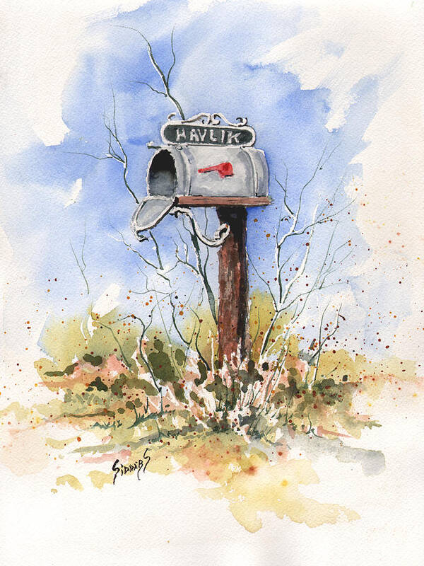 Mail Art Print featuring the painting Havlik's Mailbox by Sam Sidders