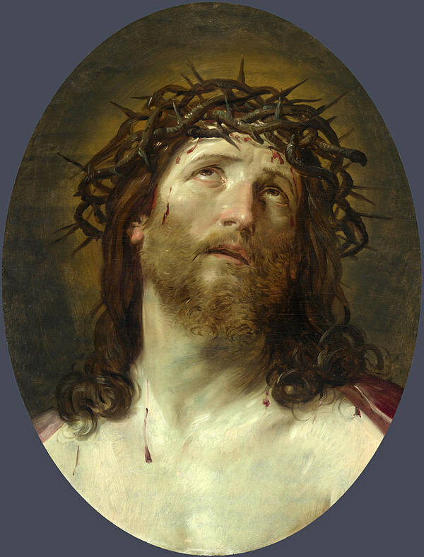 After Guido Reni Art Print featuring the painting Head of Christ Crowned with Thorns by After Guido Reni