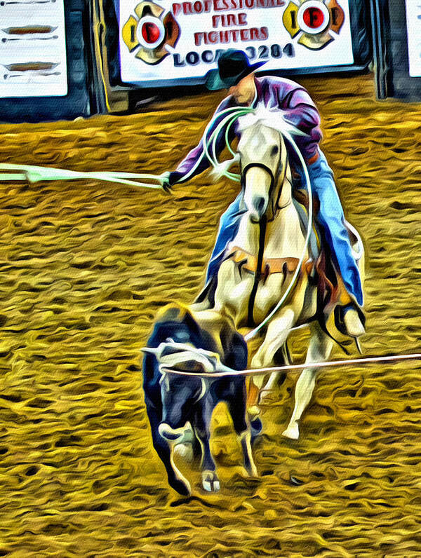Cowboy Art Print featuring the photograph Heeling by Alice Gipson