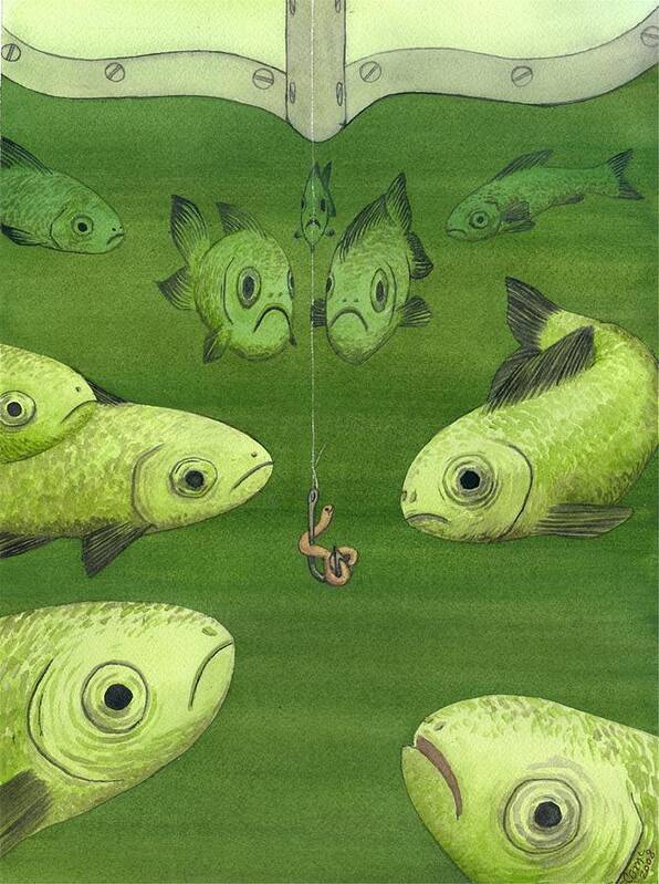 Fish Art Print featuring the painting Hesitation by Catherine G McElroy