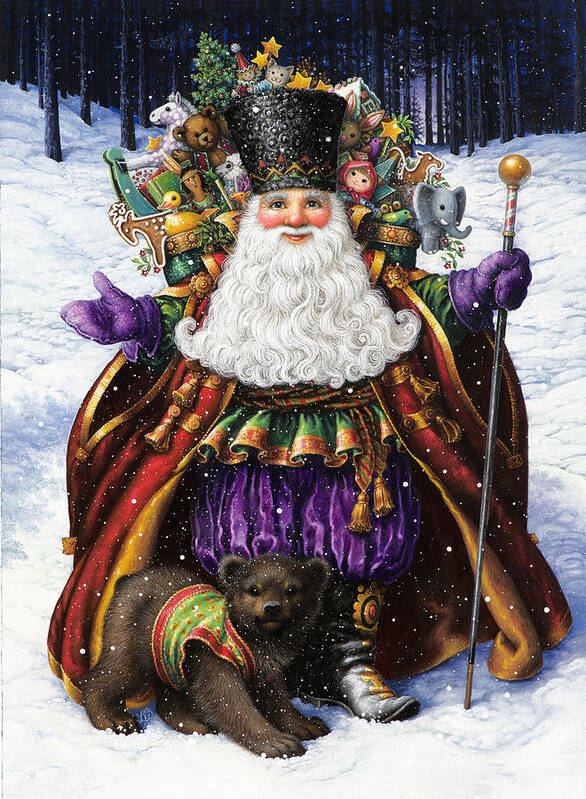 Santa Claus Art Print featuring the painting Holiday Riches by Lynn Bywaters