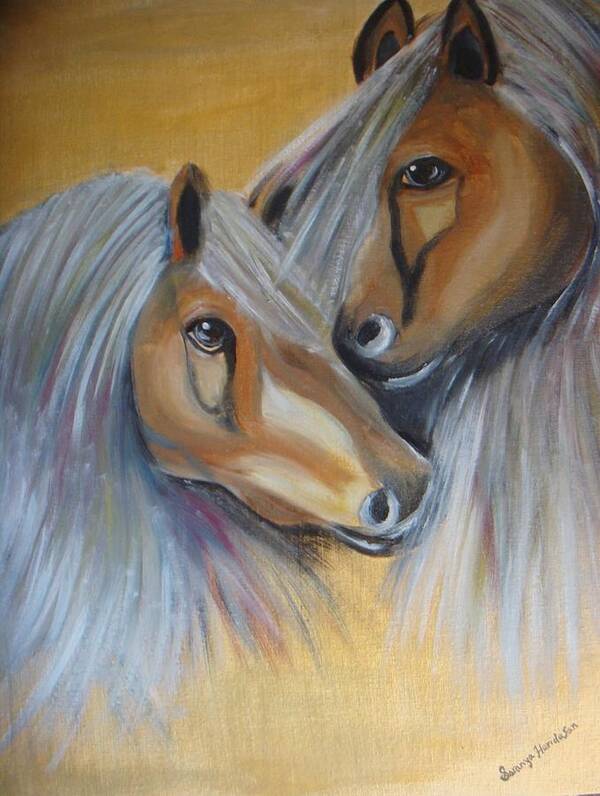Horse Art Print featuring the painting Horse duo by Saranya Haridasan