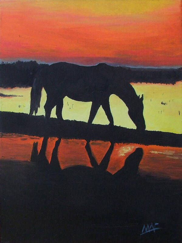 Horses Art Print featuring the painting Horse Shadows by Mark Fluharty