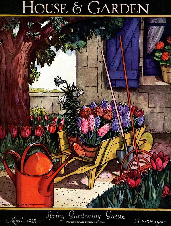House & Garden Art Print featuring the photograph House & Garden Cover Illustration Of Garden Scene by Joseph B. Platt