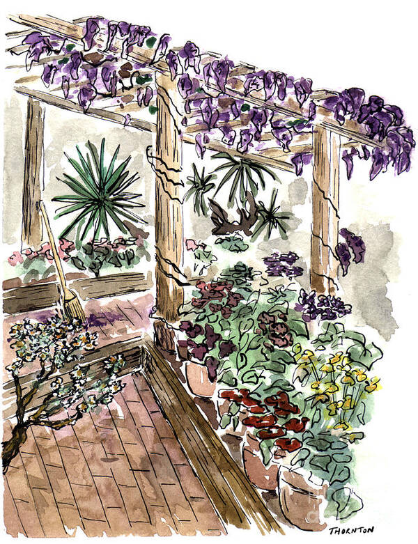 Greenhouse Art Print featuring the painting In the Greenhouse by Diane Thornton