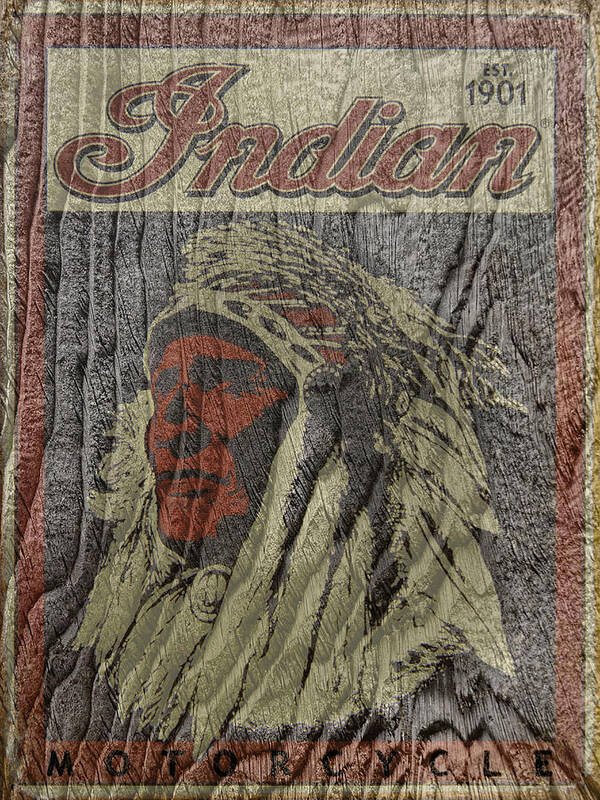 Indian Motorcycle Poster Textured Art Print featuring the photograph Indian Motorcycle PosterTextured by Wes and Dotty Weber