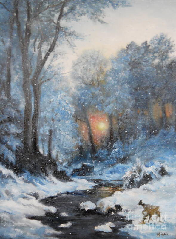 Winter Art Print featuring the painting It's Winter by Sorin Apostolescu