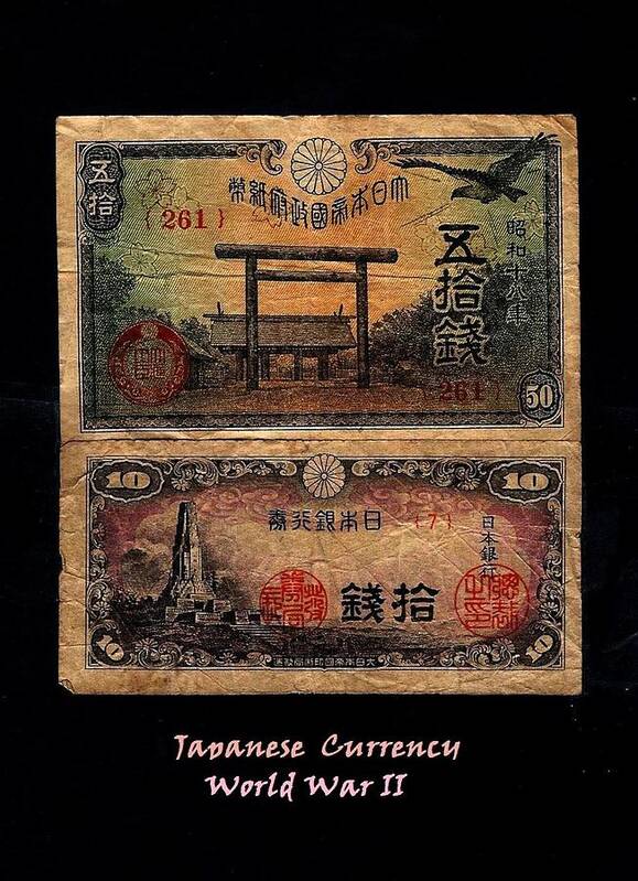 Fineartamerica.com Art Print featuring the photograph Japanese Currency from World War II by Diane Strain