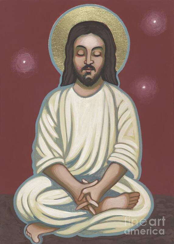 A Meditating Jesus? Father Bill Depicts Jesus In The Lotus Position Art Print featuring the painting Jesus Listen and Pray 251 by William Hart McNichols