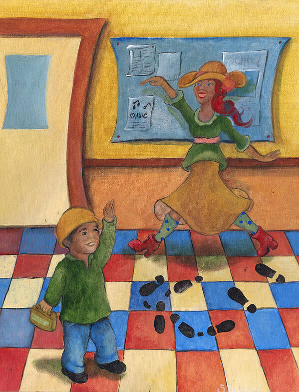 Storybook Collection Art Print featuring the painting Jhonan and his Teacher by Stephanie Broker
