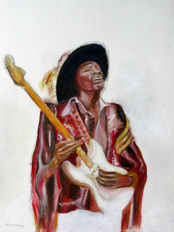 Jimi Hendrix Art Print featuring the painting Jimi by Tom Conway