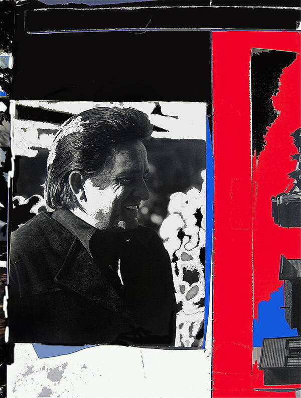 Johnny Cash Smiling Collage Surrealism Old Tucson Arizona Art Print featuring the photograph Johnny Cash smiling collage 1971-2008 by David Lee Guss