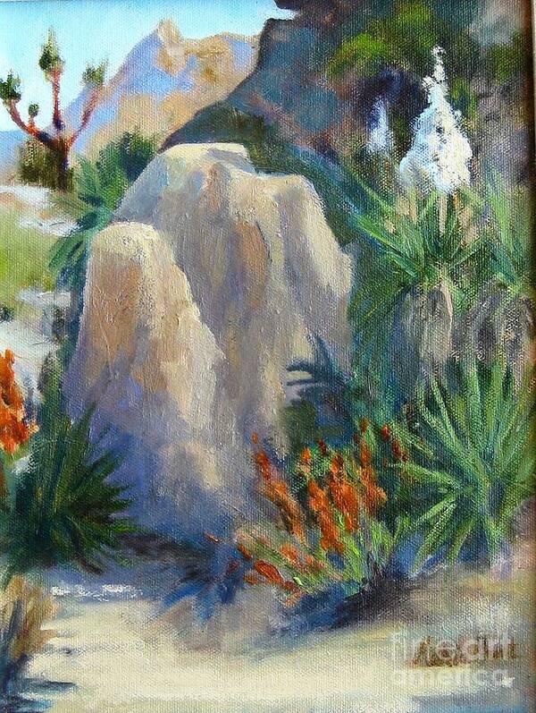 Desert Scene Art Print featuring the painting Joshua Tree National Monument by Maria Hunt