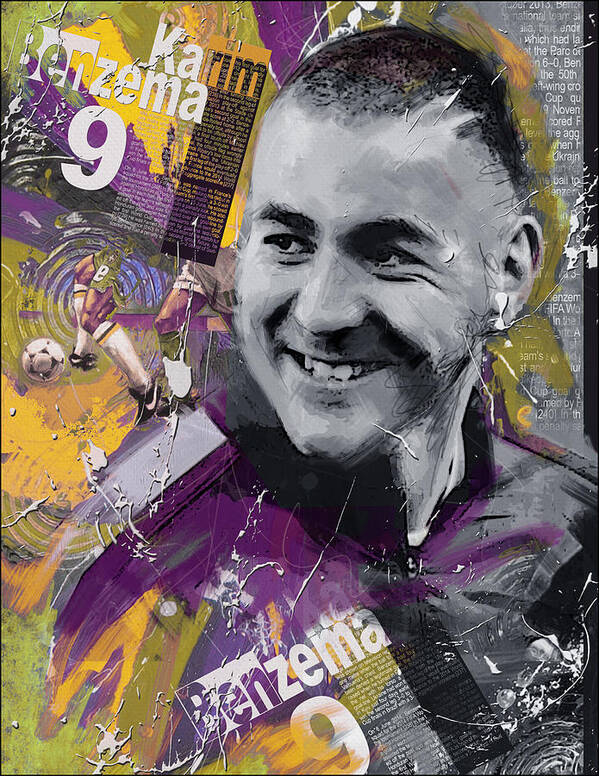 Benzema Art Print featuring the painting Karim Benzema - C by Corporate Art Task Force