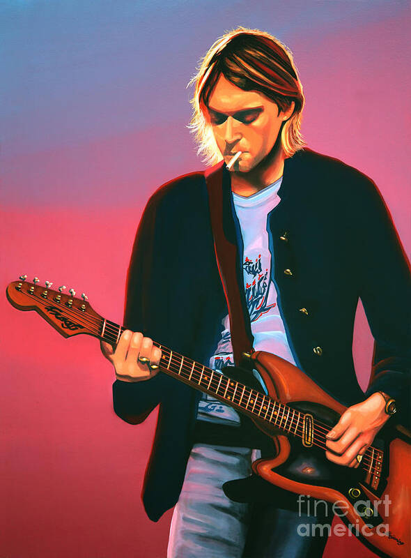 Kurt Cobain Art Print featuring the painting Kurt Cobain in Nirvana Painting by Paul Meijering