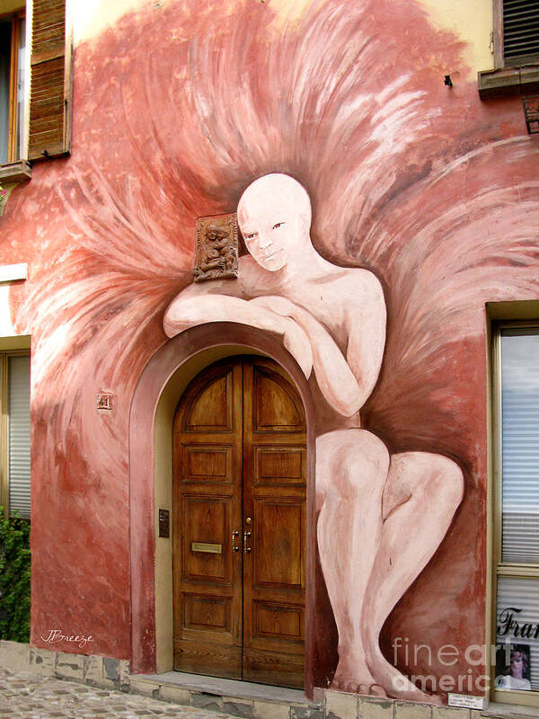 Dozza Art Print featuring the photograph Lady at the Door.Dozza.Italy by Jennie Breeze