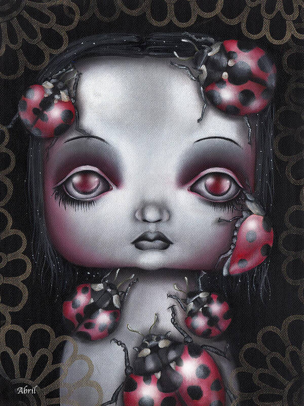 Lady Bug Art Print featuring the painting Lady Bug Girl by Abril Andrade