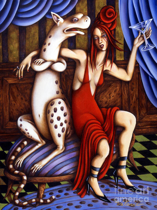 Fantasy Art Print featuring the painting Lady in Red by Valerie White