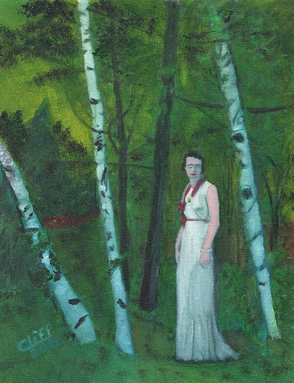 Forest Art Print featuring the painting Lady of the Woods in White by Cliff Wilson