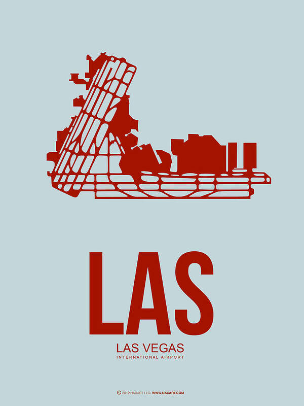 Las Vegas Art Print featuring the digital art LAS Las Vegas Airport Poster 3 by Naxart Studio