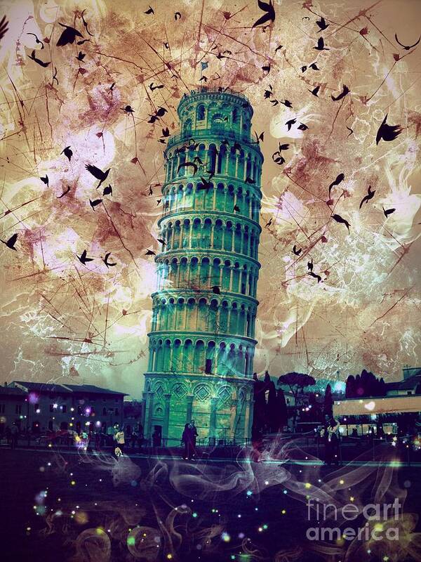 Leaning Tower Of Pisa Art Print featuring the digital art Leaning Tower of Pisa 1 by Marina McLain