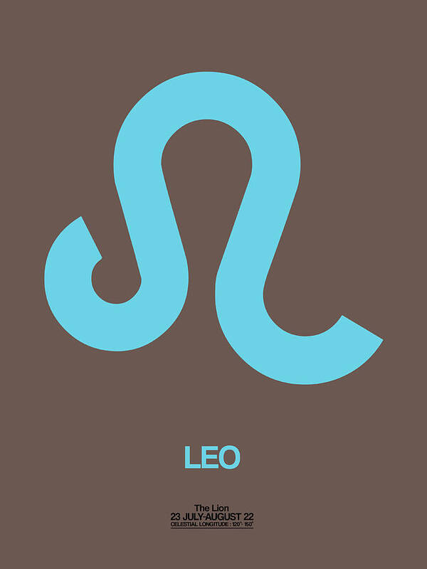 Leo Art Print featuring the digital art Leo Zodiac Sign Blue by Naxart Studio