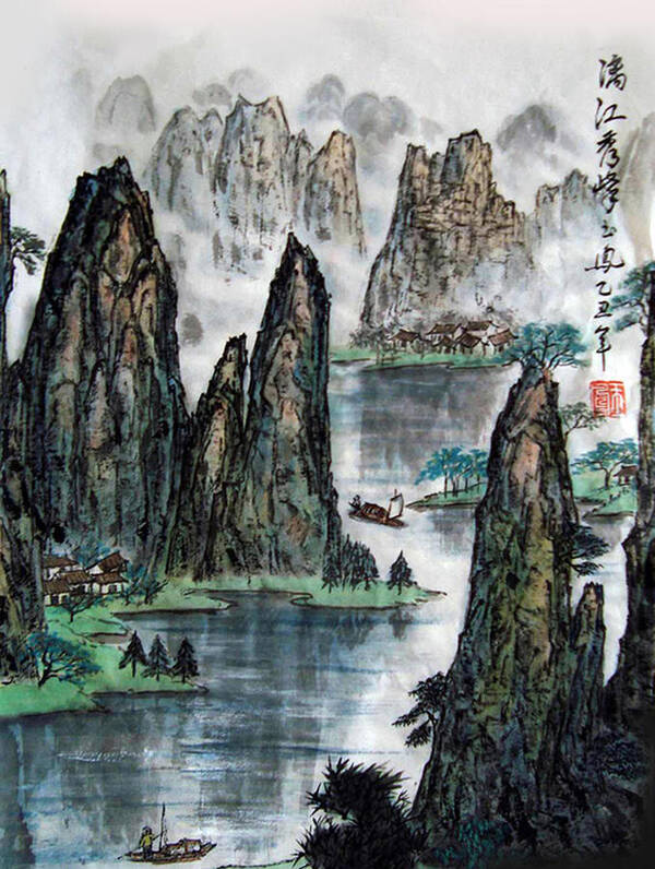 River Art Print featuring the photograph Li River by Yufeng Wang