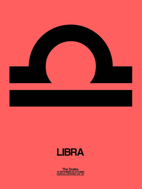 Libra Art Print featuring the digital art Libra Zodiac Sign Black by Naxart Studio