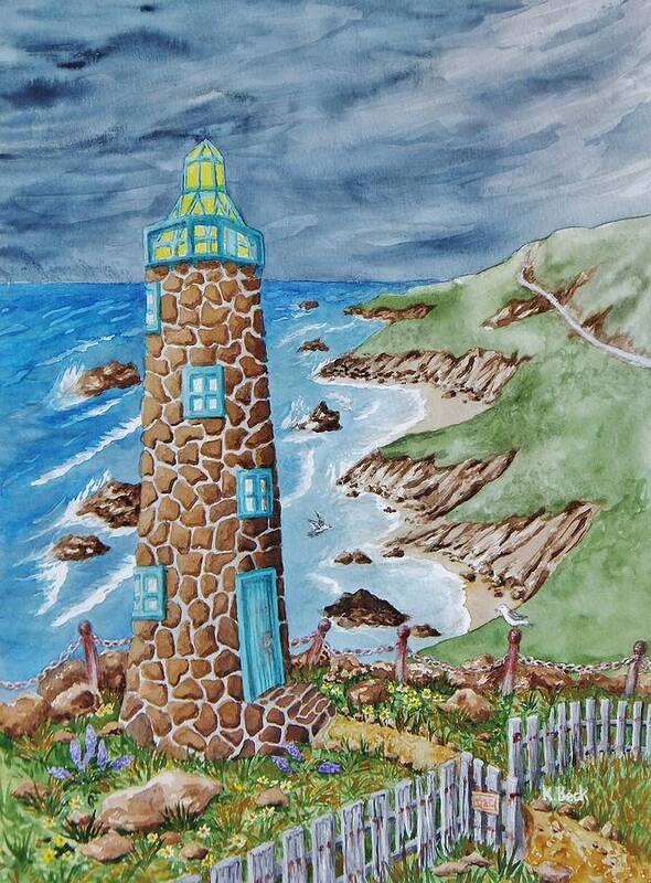 Print Art Print featuring the painting Lighthouse by Katherine Young-Beck