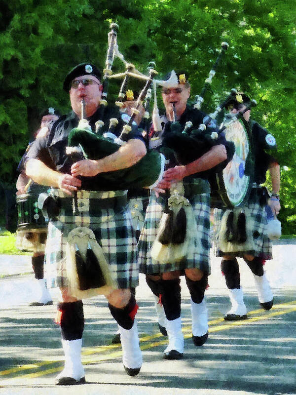 Bagpipe Art Print featuring the photograph Line of Bagpipers by Susan Savad