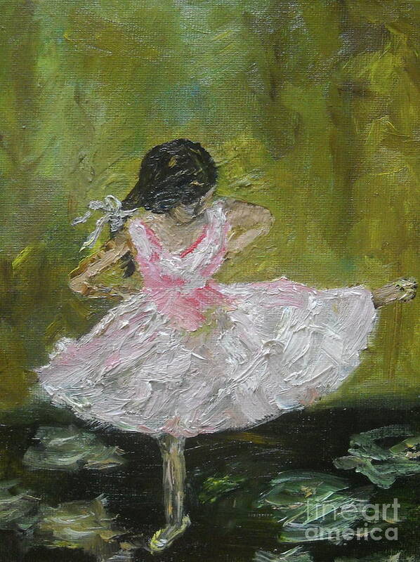 Dancing Ballerina Girl Art Print featuring the painting Little Dansarina by Reina Resto