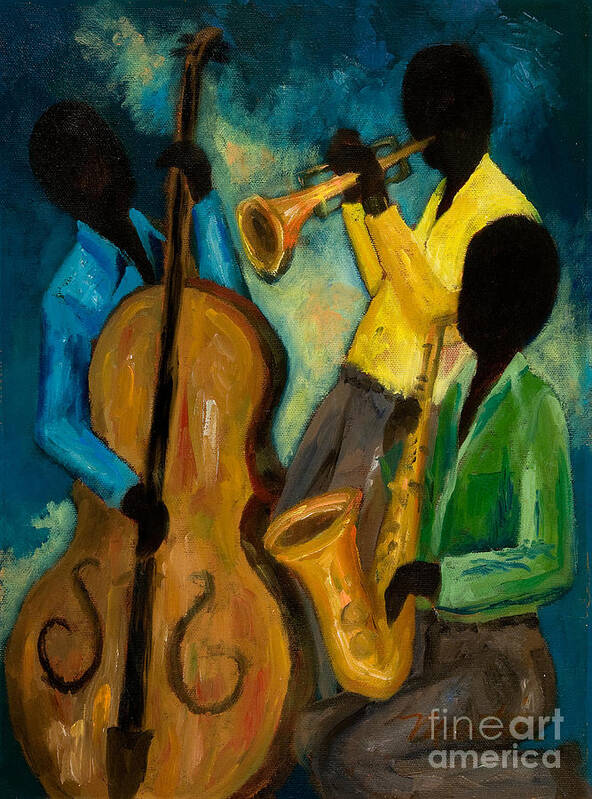 Jazz Art Print featuring the painting Little Jazz Trio III by Larry Martin