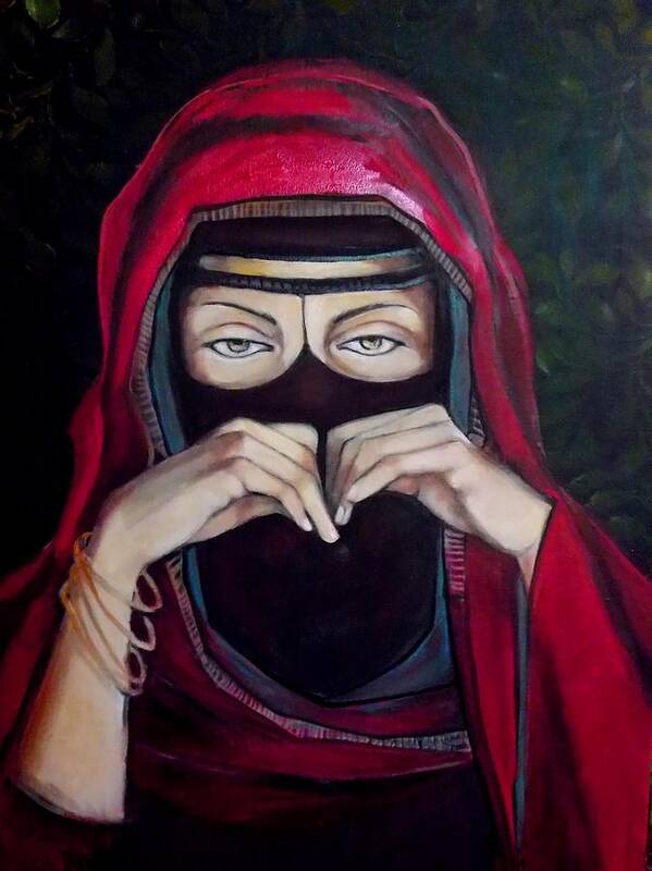 A Niqab (arabic: نِقاب‎ Niqāb Art Print featuring the painting Looking Through Niqab by Irena Mohr