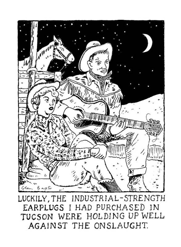 Entertainment Art Print featuring the drawing Luckily, The Industrial-strength Earplugs by Glen Baxter