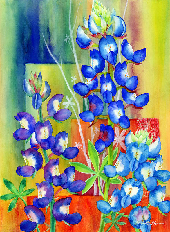 Wild Flower Art Print featuring the painting Lupinus Texensis by Hailey E Herrera