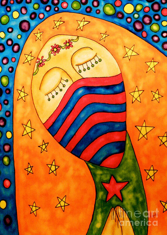  Art Print featuring the painting Lupita Queen Dreams of Stars by Emily Lupita Studio