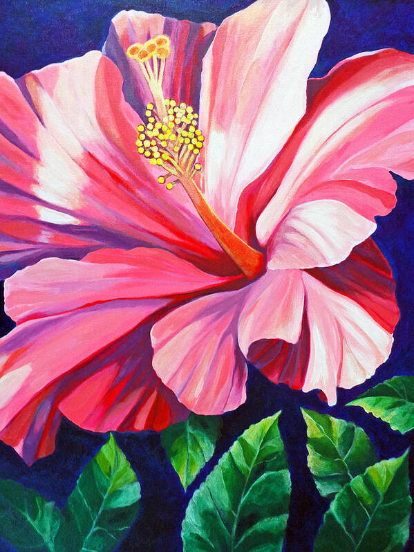 Close Up Of A Pink Hibiscus Flower Art Print featuring the painting Macarena by Kyra Belan