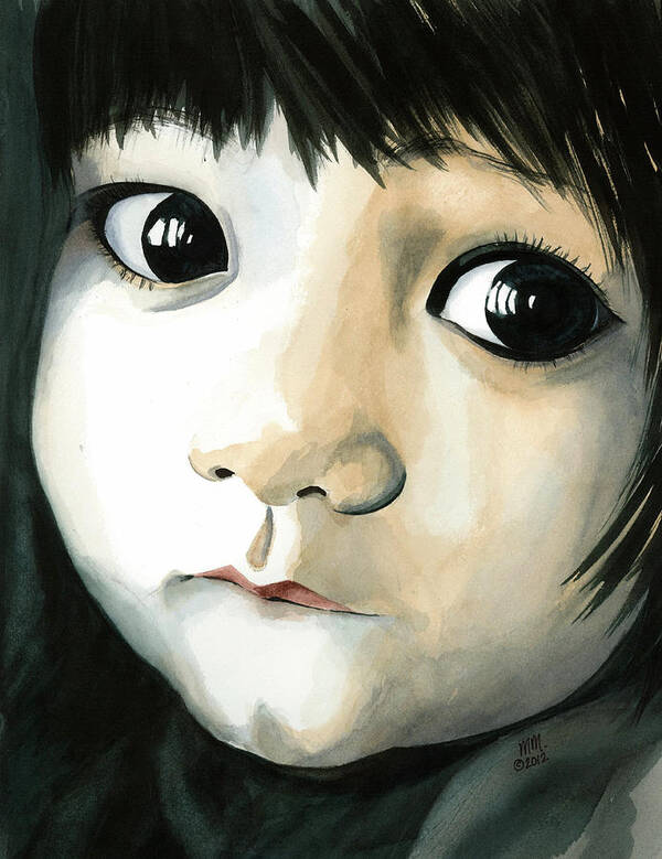 Asian Baby Art Print featuring the painting Madi's Eyes by Michal Madison