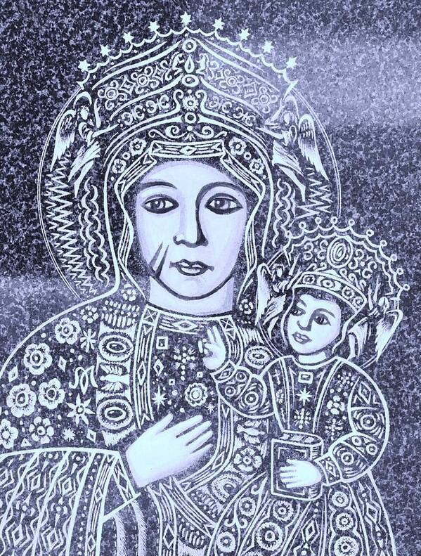 Madonna And Child In Violet Art Art Print featuring the photograph Madonna and Child 2 by Lisa DiFruscio